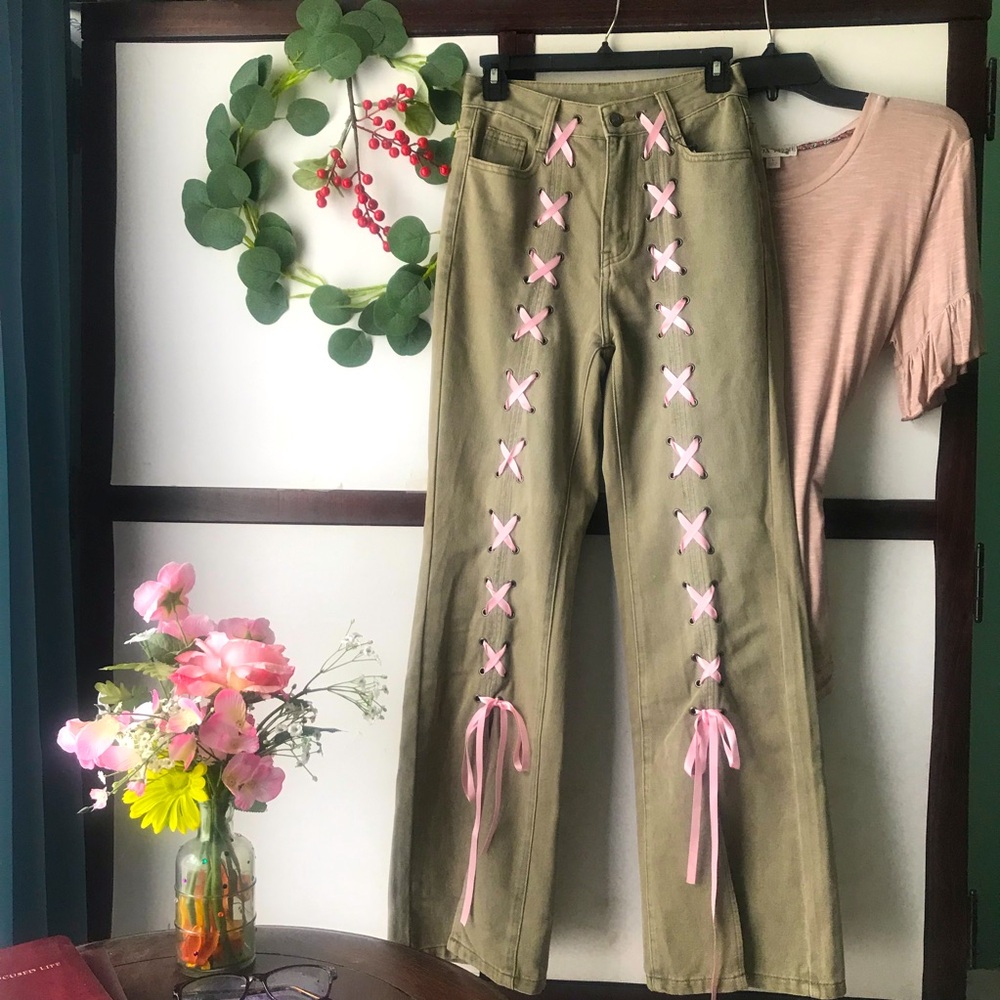 Mustard yellow•plain•Flare leg•Boot cut• Brand Romwe